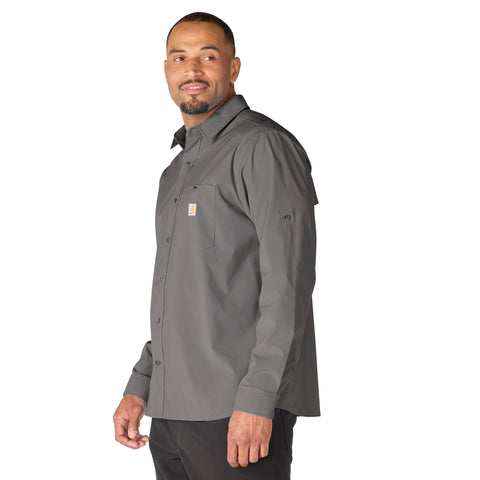 Carhartt men's Force Sun Defender woven relaxed shirt in steel