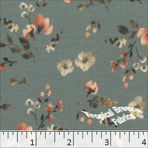 stone, Fine Line Floral Print Fabric 042623