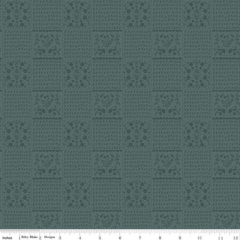 stone, Happy Fall Days Collection Vintage Squares Cotton Fabric C16343