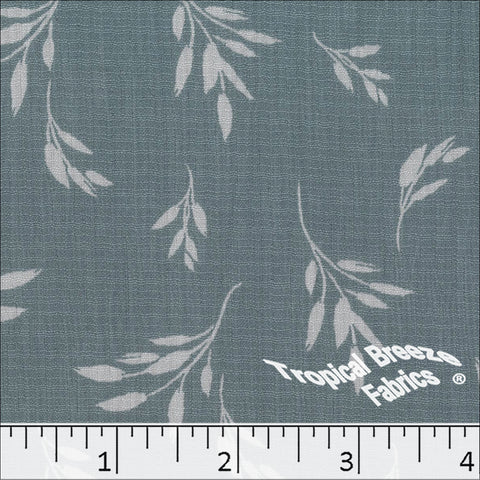 stone, Linen Crepe Leaf Print Polyester Fabric 048625
