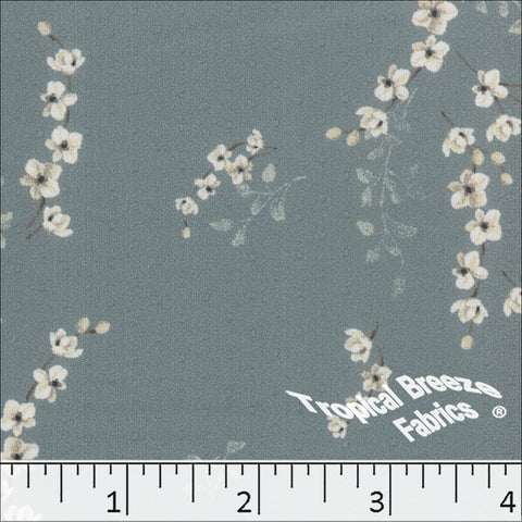 stone, Micro Dot Floral Print Polyester Fabric 042617