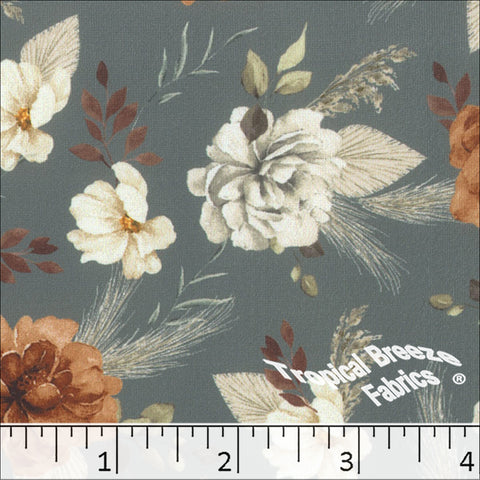 stone, Soft Touch Knit Floral Print Fabric 572623