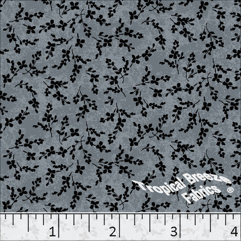 stone, Standard Weave Small Floral Print Poly Cotton Fabric 6289