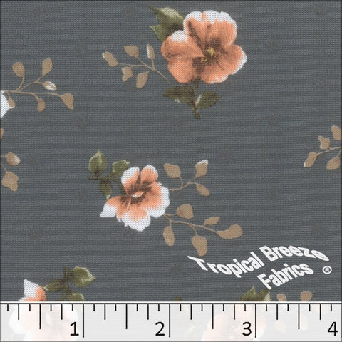 stone, Swiss Dot Knit Floral Print Polyester Fabric 573525