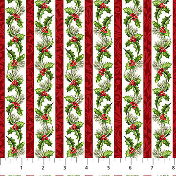 holly stripes, Holiday Joy Cotton Fabric DP280