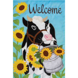 Fall & Winter Burlap Garden Flags sunflower cow