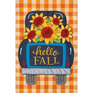 Fall & Winter Burlap Garden Flags sunflower truck