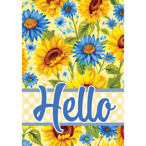 Garden flag showing Sunflowers & Daisies