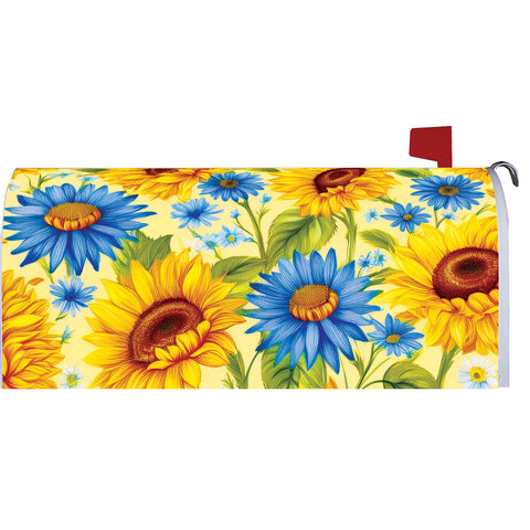 Mailbox cover showing Sunflowers & daisies