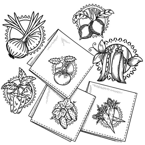 8 Colorful Vegetable Motifs Iron-On Transfers