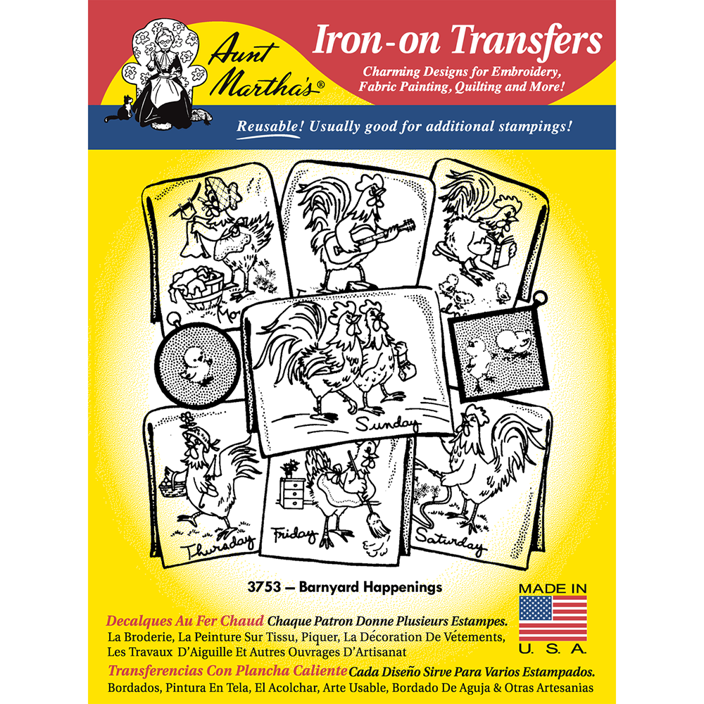 Aunt Martha's Iron On Transfer Patterns for Stitching, Embroidery or Fabric  Painting, Patterns for Tea Towels/Kitchen Decor, Quantity of 5 