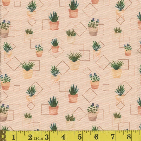 tan, Spotted Cord Succulent Print Fabric 14416