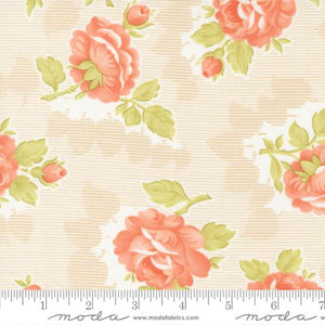 Cinnamon and Cream Collection Large Floral Cotton Fabric tan