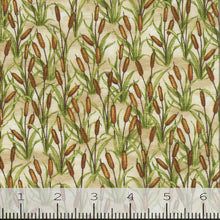 Down by the Lake Collection Packed Cattails Cotton Fabric tan