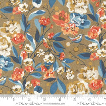 Nutmeg Collection Floral Birds Cotton Fabric tan