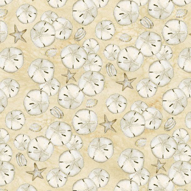 Coastal Sanctuary Collection Sand Dollars Cotton Fabric tan