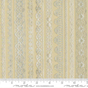 Junk Journal Collection Lace Stripes Cotton Fabric Tan