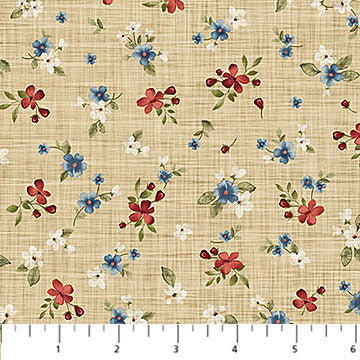 tan, Farmhouse Sampler Collection Small Floral Cotton Fabric 28605