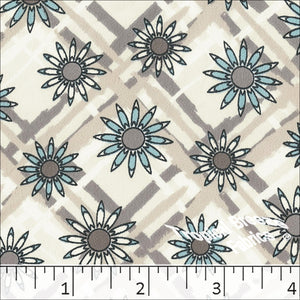 Koshibo Floral Plaid Print Polyester Fabric 048412 tan