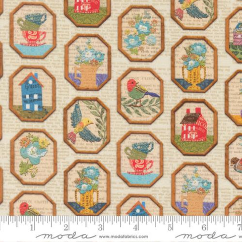 tan, Paper Hamlet Collection Novelty Frames Cotton Fabric 39565