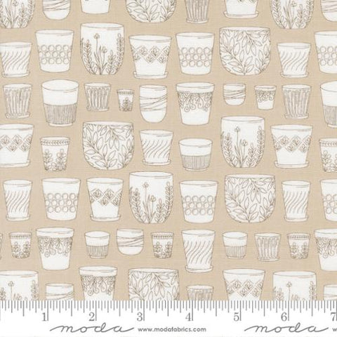 tan, Potted Collection Potted Pots Cotton Fabric 26141