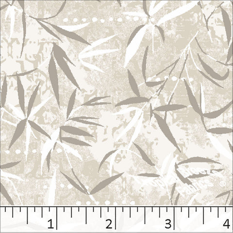tan, Standard Weave Leafy Print Poly Cotton Fabric 6316
