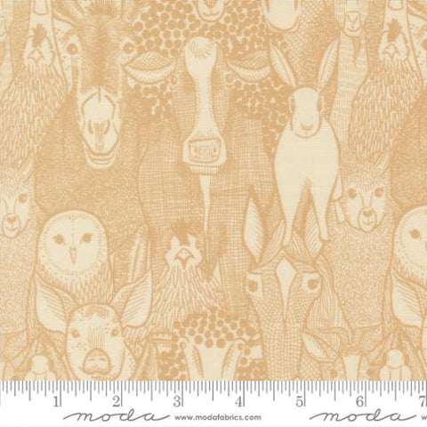 tan, The Henhouse Collection Barnyard Faces Cotton Fabric 48431