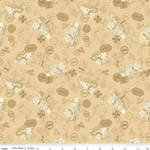 tan, Thomas and Friends Collection Tonal Toss Cotton Fabric CD17011