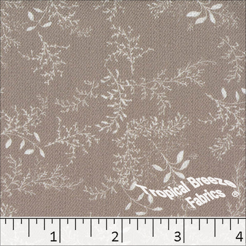 tan, Vintage Weave Leafy Print Polyester Fabric 042627