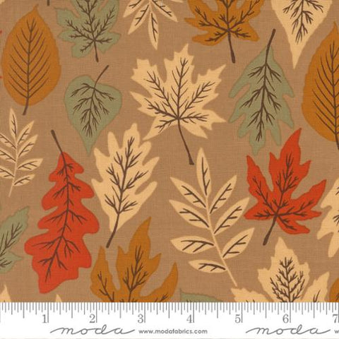tan, Windfall Collection Leaf Fall Cotton Fabric 45650