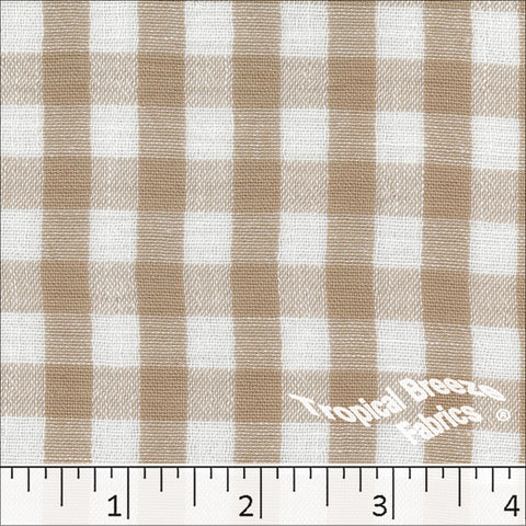 tan, Woven Plaid Polyester Fabric 122610