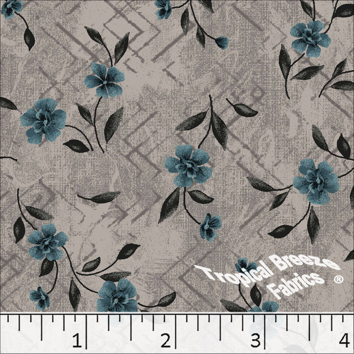 Floral Print Poly Cotton Fabric 5980 tan camel