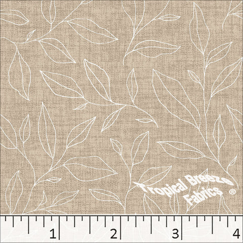 tan camel, Standard Weave Leafy Print Poly Cotton Fabric 6251