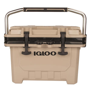 Igloo IMX 24 quart cooler in tan, front view