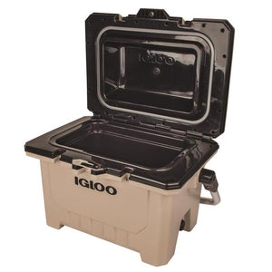 Igloo IMX 24 quart cooler in tan, with open lid