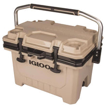 Igloo IMX 24 quart cooler in tan, front side view