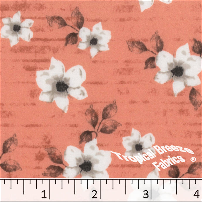 tangerine, Quick Dry Stretch Crepe Floral Print Fabric 04452
