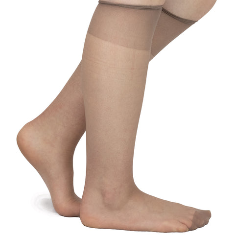 taupe, Women's Sheer Mystique Knee Hi Hose LA3000
