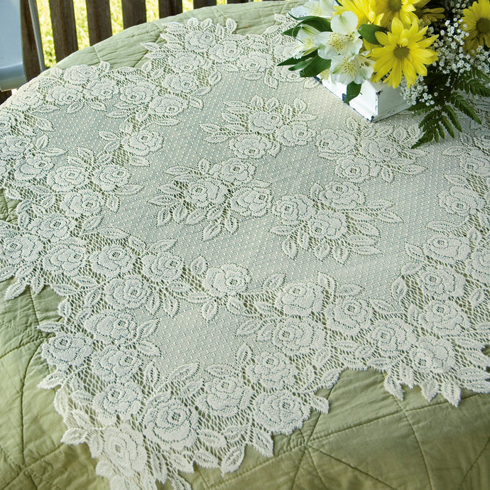 tea rose table topper ecru