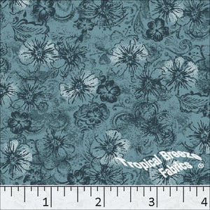 Poly Cotton Large Floral Print Dress Fabric Teal
