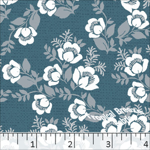 Floral Poly Cotton Dress Fabric teal