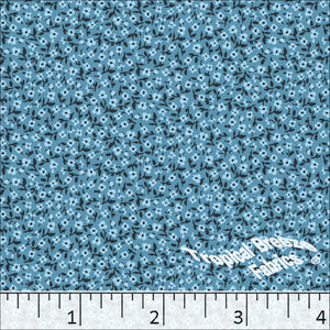 Small Floral Print Poly Cotton Dress Fabric Teal