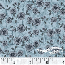 Rosebud Print Poly Cotton Dress Fabric Teal