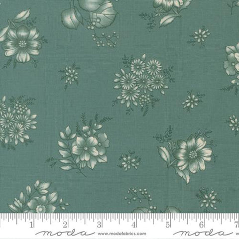 teal, Chelsea Garden Collection Piccadilly Florals Cotton Fabric 33855