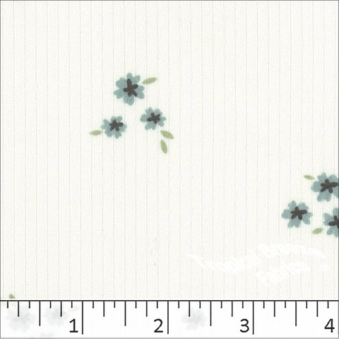 teal, Classic Rib Knit Floral Print Fabric 578613