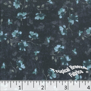 teal, Crinkle Crepe Stretch Print Polyester Fabric 042510