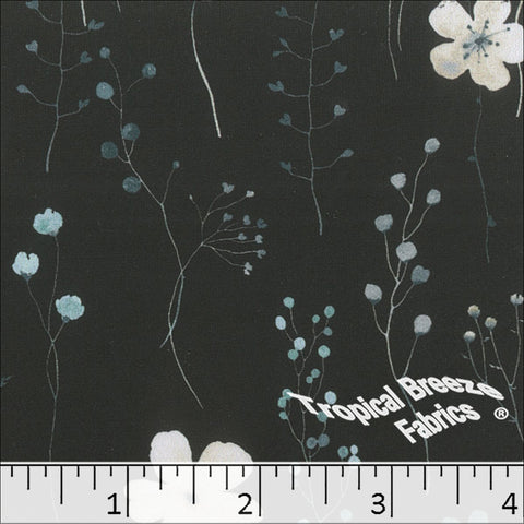teal, Double Brushed Floral Print Knit Fabric 572526