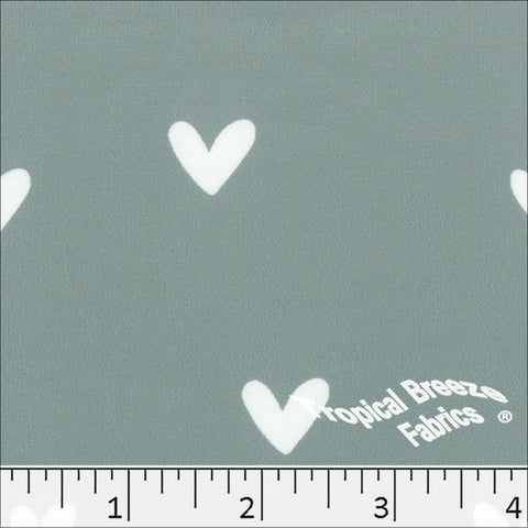 teal, Double Brushed Heart Print Knit Fabric 572613