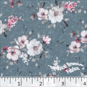 teal, Dream Crepe Stretch Floral Print 042513