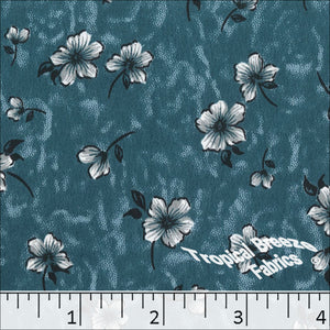 Floral Koshibo Print Polyester Dress Fabric 048422 teal